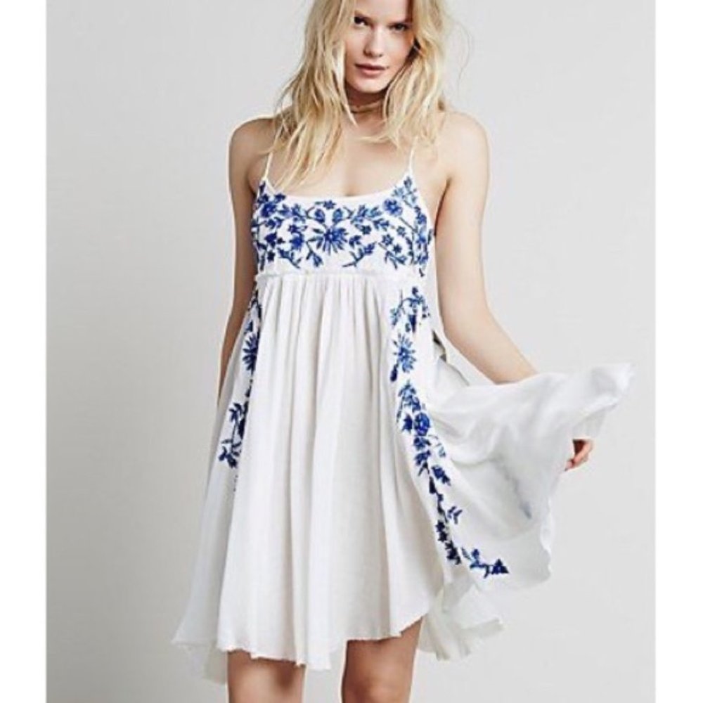 Free People Embroidered Baby Doll Dress